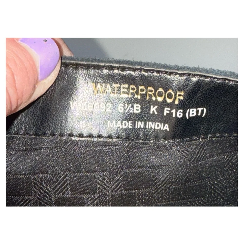 Cole Haan - Black Suede Waterproof Knee‑High Boots Buckle Detail - Size‎ 6.5